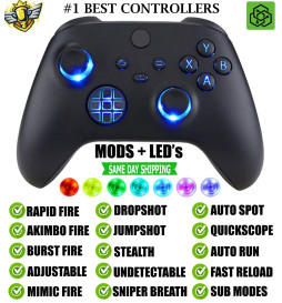 MODS + LEDs Black Rapid Fire Wireless Modded Controller for Xbox Series X S