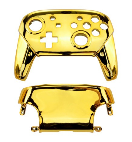 Glossy Shine Gold Chrome Front + Back Shells for Nintendo Switch Pro Controller