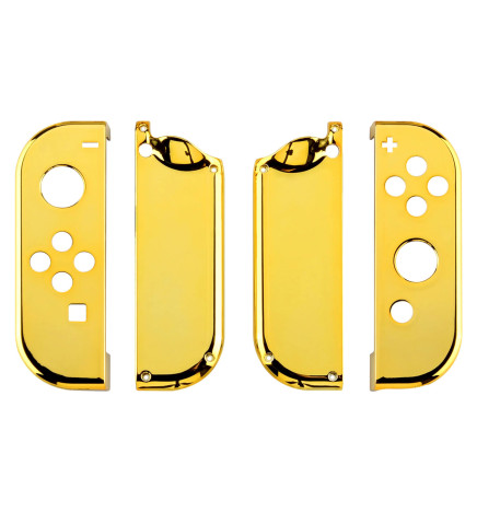 Glossy Shine Gold Chrome Front + Back Shells for Nintendo Switch Joycon & OLED
