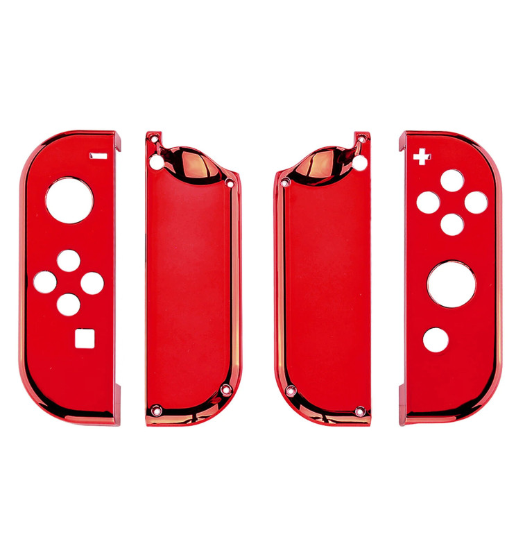 Glossy Shine Red Chrome Front + Back Shells for Nintendo Switch Joycon & OLED
