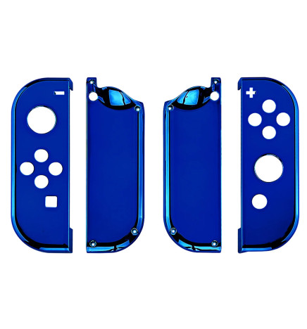 Glossy Shine Blue Chrome Front + Back Shells for Nintendo Switch Joycon & OLED