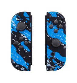 Soft Touch Blue Splash Front + Back Shells for Nintendo Switch Joycon & OLED