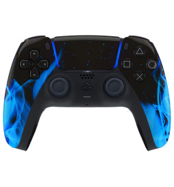 Blue Flames Pro V4 Modded + 4 Paddles Silent Modz Wireless Controller for PS5