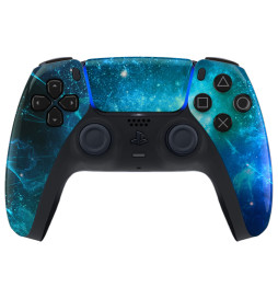 Blue Nebula Pro V4 Modded + 4 Paddles Silent Modz Wireless Controller for PS5
