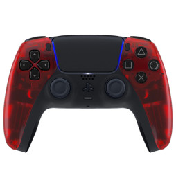 Clear Red Pro V4 Modded + 4 Paddles Silent Modz Wireless Controller for PS5