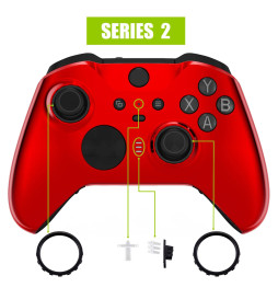 Glossy Chrome Red Front Shell compatible with Xbox Elite Series 2 Controller