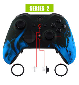Soft Touch Blue Flame Front Shell compatible with Xbox Elite Series 2 Controller