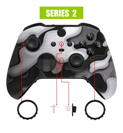 Soft Touch White Camo Front Shell compatible with Xbox Elite Series 2 Controller