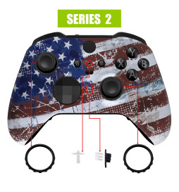 Soft Touch USA Flag Front Shell compatible for Xbox Elite Series 2 Controller