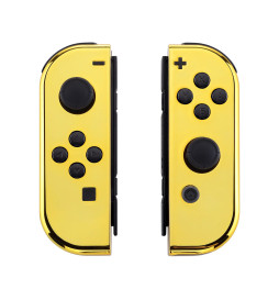 Glossy Shine Gold Chrome Front + Back Shells for Nintendo Switch Joycon & OLED