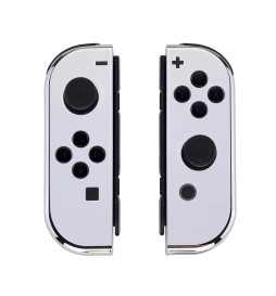Glossy Shine Silver Chrome Front + Back Shells for Nintendo Switch Joycon & OLED