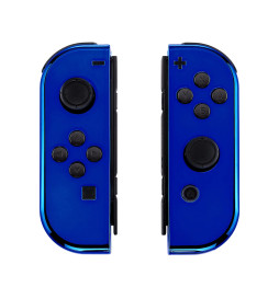 Glossy Shine Blue Chrome Front + Back Shells for Nintendo Switch Joycon & OLED