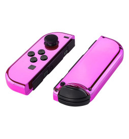 Glossy Shine Pink Chrome Front + Back Shells for Nintendo Switch Joycon & OLED