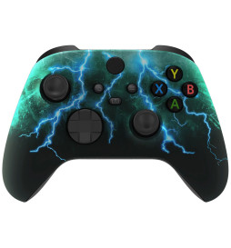 Green Lightning Soft Touch Faceplate Shell Case For Xbox Series X/S Controller