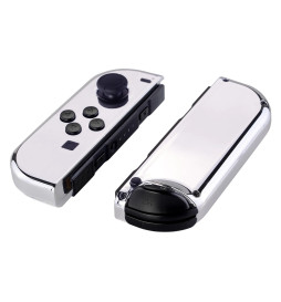 Glossy Shine Silver Chrome Front + Back Shells for Nintendo Switch Joycon & OLED