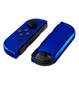 Glossy Shine Blue Chrome Front + Back Shells for Nintendo Switch Joycon & OLED