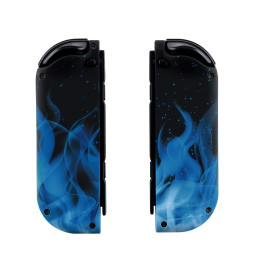 Soft Touch Blue Flames Front + Back Shells for Nintendo Switch Joycon & OLED