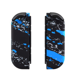 Soft Touch Blue Splash Front + Back Shells for Nintendo Switch Joycon & OLED