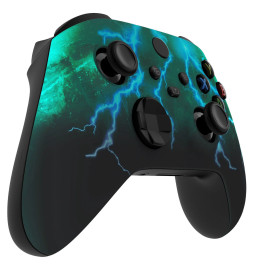 Green Lightning Soft Touch Faceplate Shell Case For Xbox Series X/S Controller