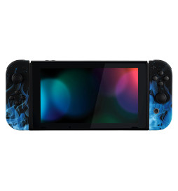 Soft Touch Blue Flames Front + Back Shells for Nintendo Switch Joycon & OLED