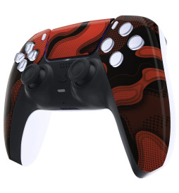 Glossy Red Black Camo Faceplate Shell Case compatible with PS5 Controller