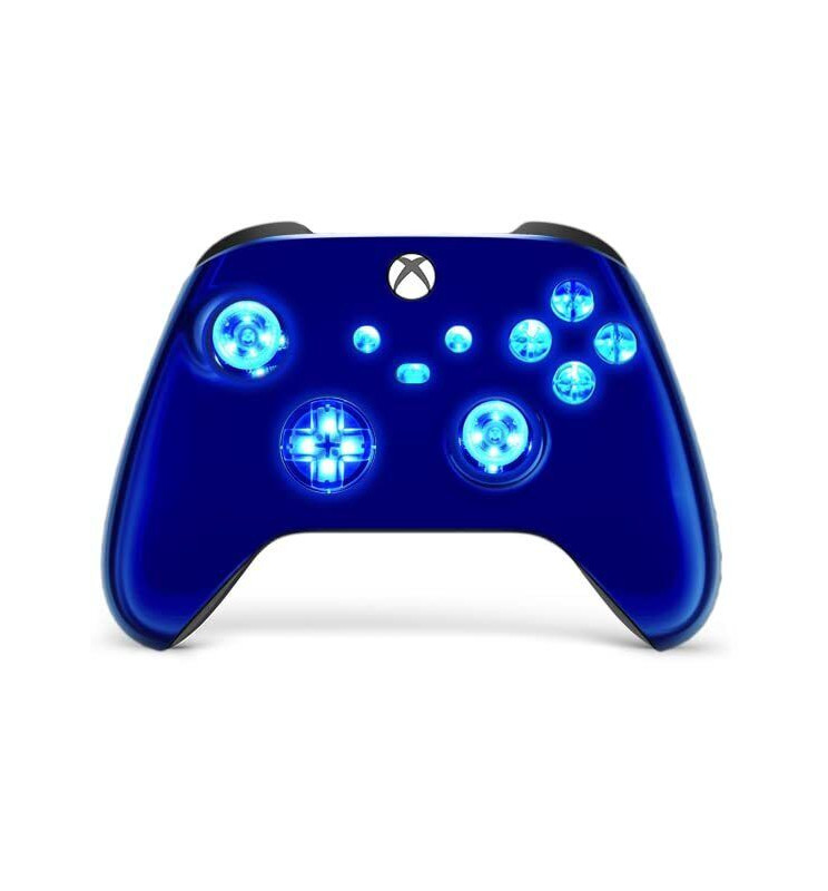 Blue Chrome Silent Modz LED Controller Trigger Stop Grips for Xbox Series XS One