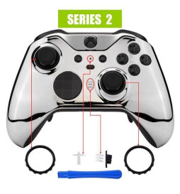 Chrome Silver Shell Faceplate Case Custom for Xbox Elite Series 2 Controller