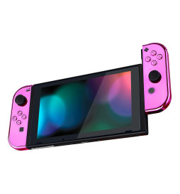 Glossy Shine Pink Chrome Front + Back Shells for Nintendo Switch Joycon & OLED
