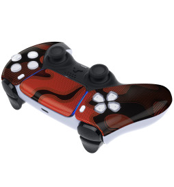 Glossy Red Black Camo Faceplate Shell Case compatible with PS5 Controller