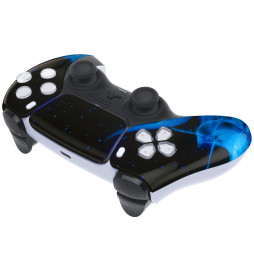 Glossy Blue Flames Faceplate Front Shell Case compatible with PS5 Controller