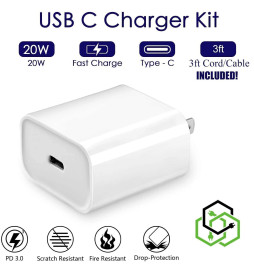 Fast Charger Cord USB-C Power Adapter PD 20W For iPhone 14 13 12 11 Pro Max iPad