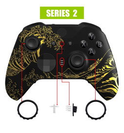 Golden Wave Front Shell Faceplate Case Custom for Xbox Elite Series 2 Controller