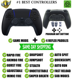 Black V4 Pro Modded + 4 Reflex Paddles Silent Modz Wireless Controller for PS5