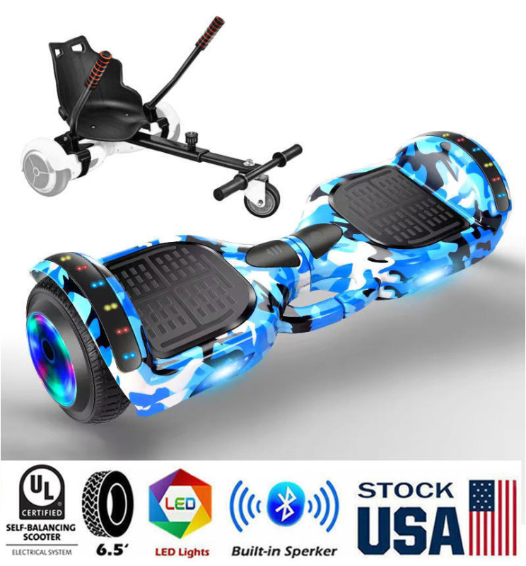 Blue Camo Electric Hover Go Kart Self Balancing Scooter Board 6.5" Kids UL2272