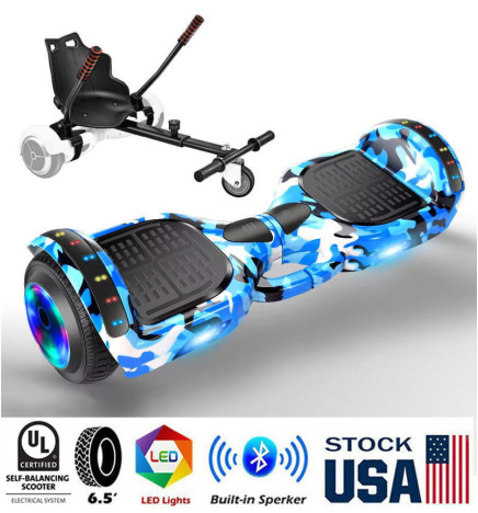 Blue Camo Electric Hover Go Kart Self Balancing Scooter Board 6.5" Kids UL2272