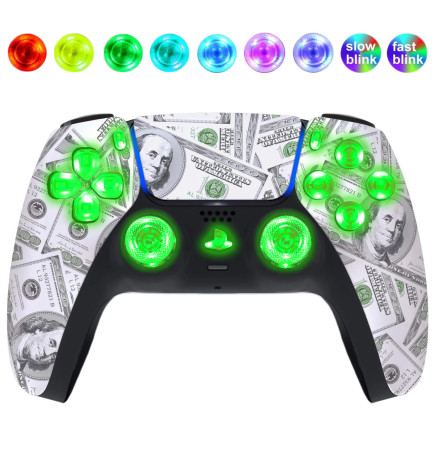 Big Money Silent Modz LED Light-Up Buttons Wireless Custom Controller for PS5