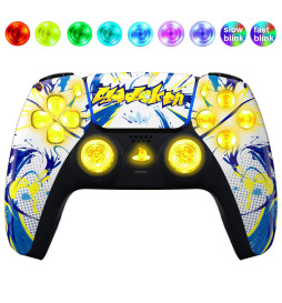 Graffiti Silent Modz LED Light Up Buttons Wireless Custom Controller for PS5