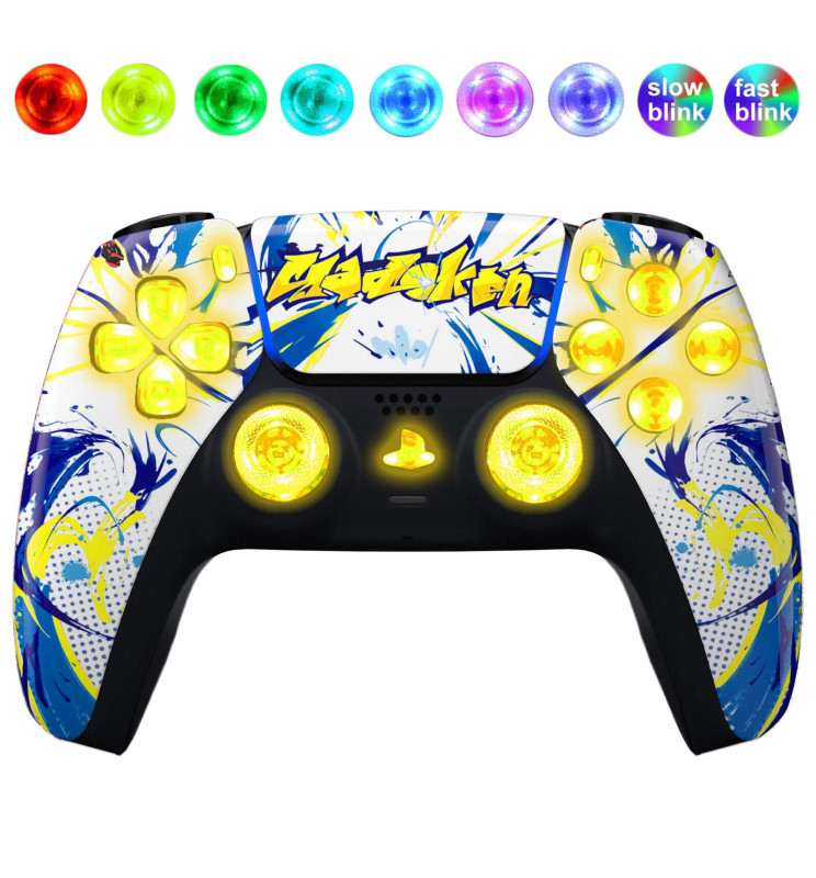 Graffiti Silent Modz LED Light Up Buttons Wireless Custom Controller for PS5