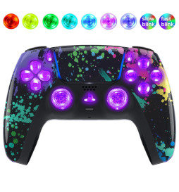 Water Color Silent Modz LED Light Up Buttons Wireless Custom Controller for PS5