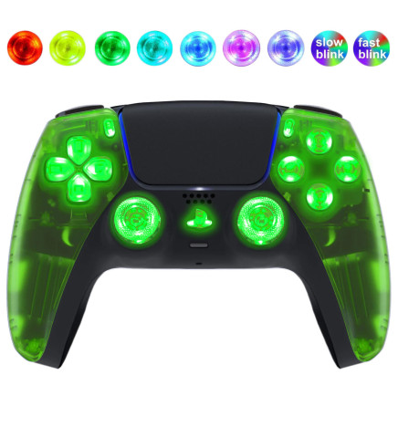 Green Clear Silent Modz LED Light Up Buttons Wireless Custom Controller for PS5