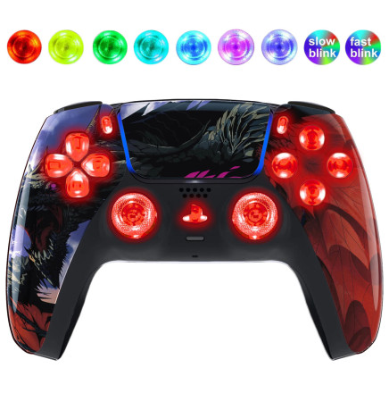 Dragon Roar Silent Modz LED Light-Up Buttons Wireless Custom Controller for PS5