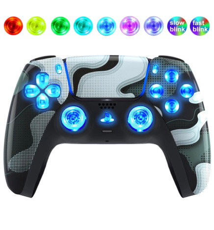 White Digital Silent Modz LED Light Up Button Wireless Custom Controller for PS5