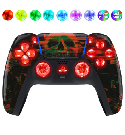 Cyber Skull Silent Modz LED Light Up Buttons Wireless Custom Controller for PS5