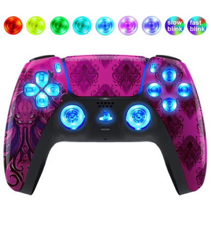 Cthulhu Octa Silent Modz LED Light Up Buttons Wireless Custom Controller for PS5
