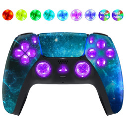 Blue Nebula Silent Modz LED Light Up Buttons Wireless Custom Controller for PS5