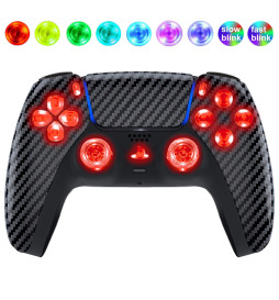 Carbon Fiber Silent Modz LED Light Up Buttons Wireless Custom Controller for PS5