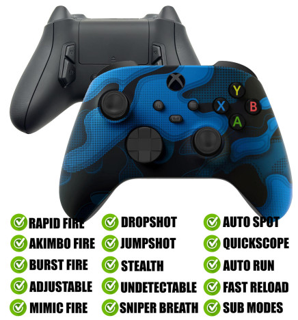 Blue Camo Modded Reflex Buttons Rapid Fire Modded Controller for Xbox Series X S