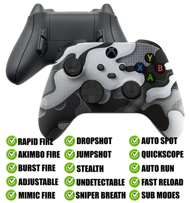 White Camo Modded Reflex Button Rapid Fire Modded Controller for Xbox Series X S