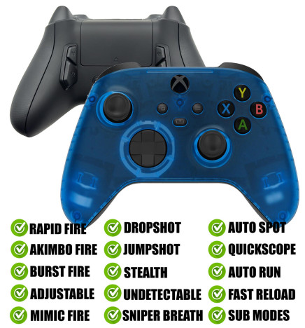Clear Blue Modded Reflex Button Rapid Fire Modded Controller for Xbox Series X S