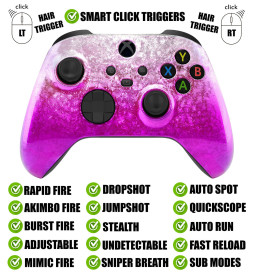 Pink Ice Flakes Silent Modz Smart Click Triggers Modded Controller for Xbox & PC